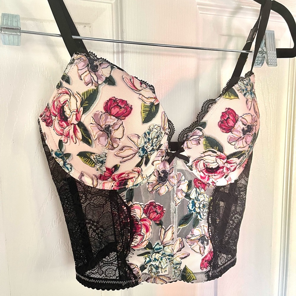Floral Push Up Corset Bra